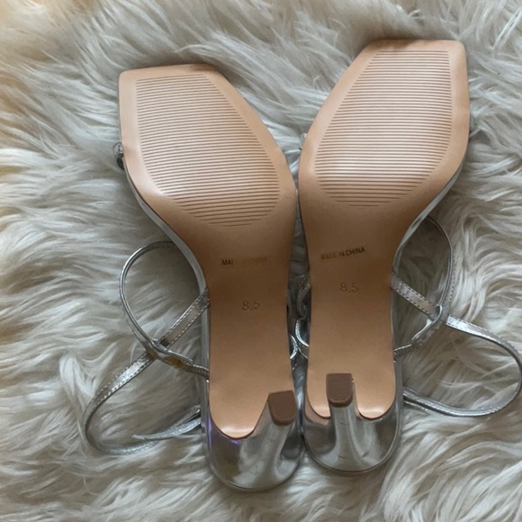 Modatope Women’s Silver Square Open Toe Strappy Ankle Strap Sandal Size 8.5 - Picture 10 of 11